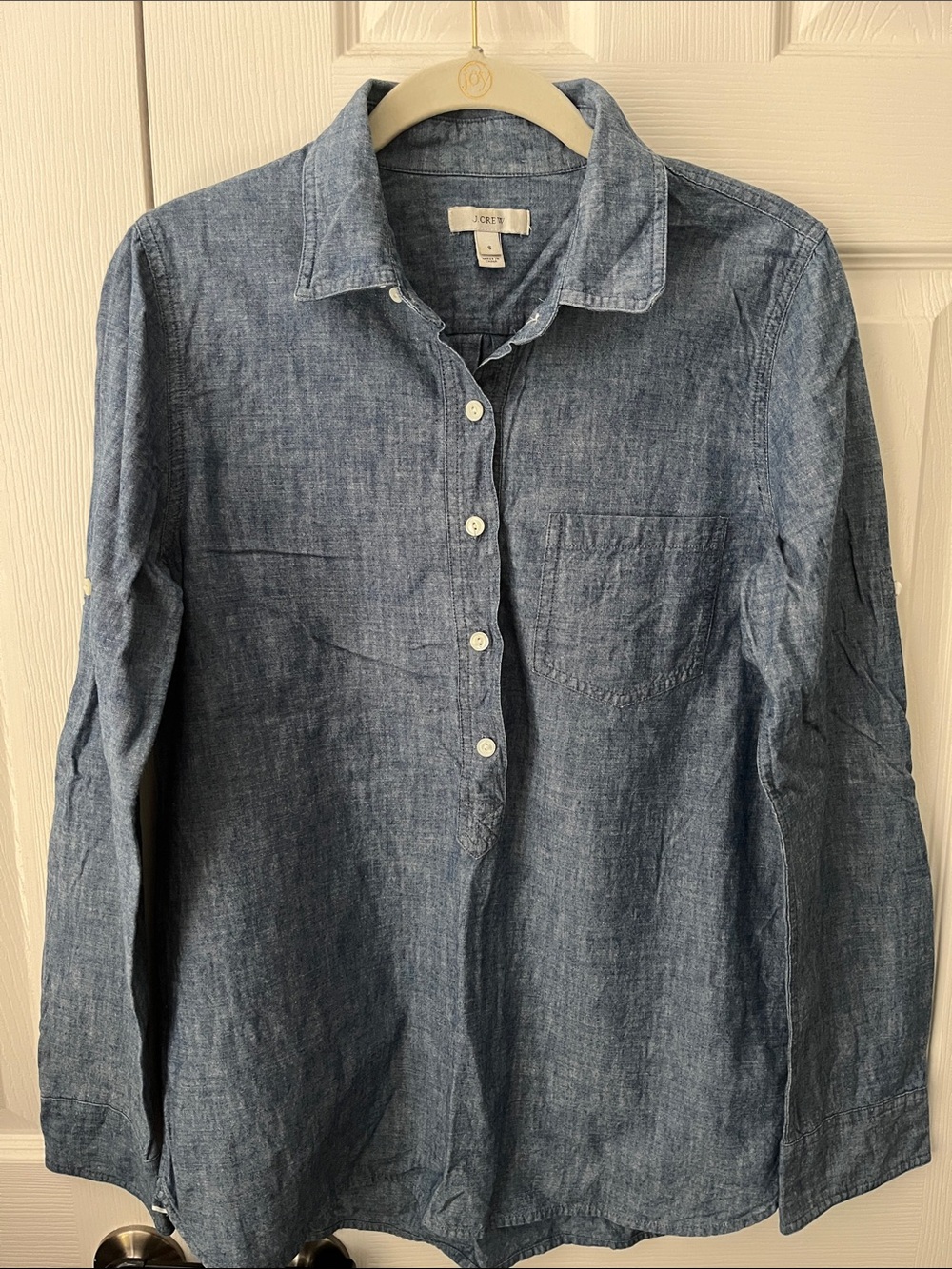 J. Crew Women's Chambray Button-Front Tunic in Denim Blue